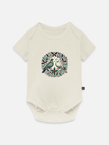 Weihnachtstauben - Baby Premium Kurzarmbody - Naturweiß