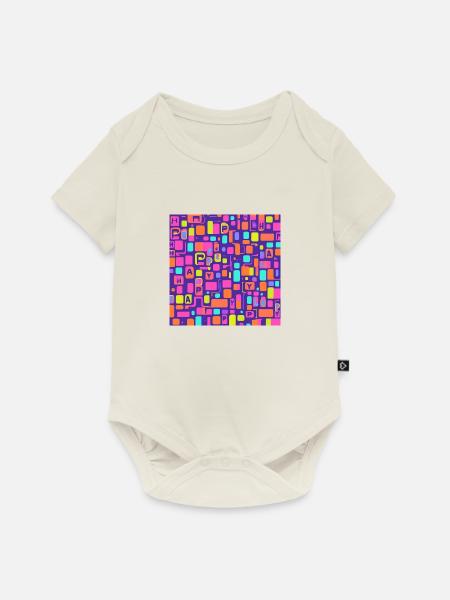Buntes Quadrat - Baby Premium Kurzarmbody - Naturweiß