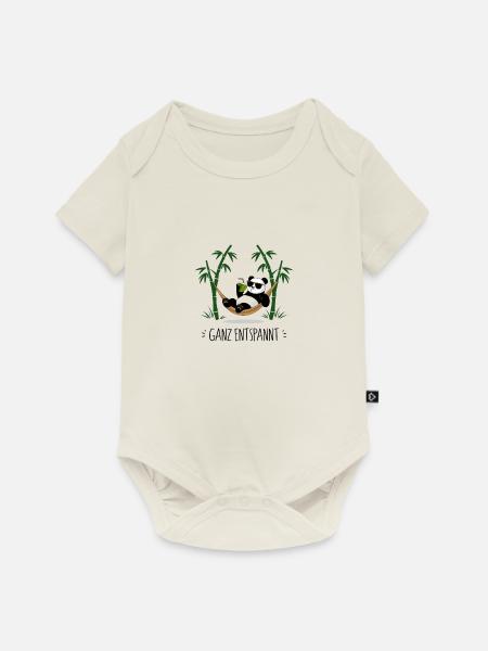 Ganz entspannt - Panda - Baby Premium Kurzarmbody - Naturweiß