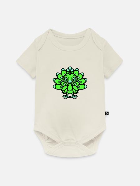 pfau comic tier - Baby Premium Kurzarmbody - Naturweiß