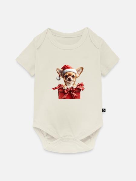 Chihuahua Santa Geschenk - Baby Premium Kurzarmbody - Naturweiß