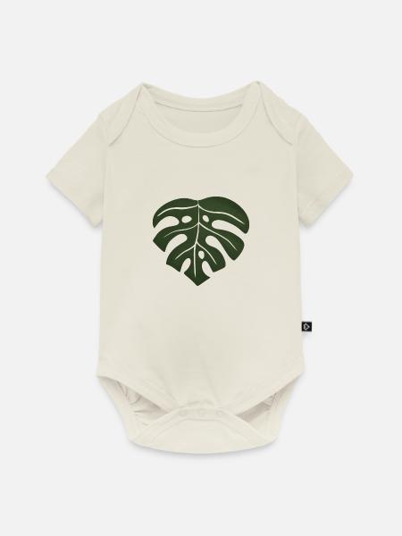 Monstera-Blatt - Baby Premium Kurzarmbody - Naturweiß