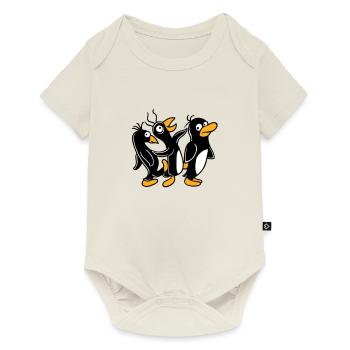 Crazy penguins running stupid kicking team friends - Baby Premium short-sleeve bodysuit - off white - Front