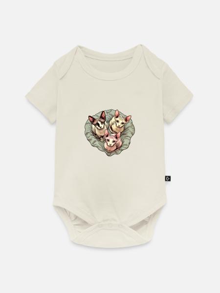 Trio Sphynxkitten - Baby Premium Kurzarmbody - Naturweiß