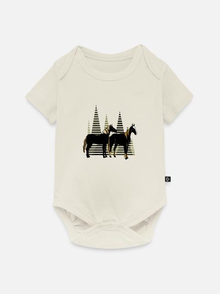 Pferde - Baby Premium Kurzarmbody - Naturweiß