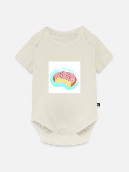 Rosa Zuckerguss-Donut - Baby Premium Kurzarmbody - Naturweiß