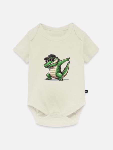 krokodil comic dabbing - Baby Premium Kurzarmbody - Naturweiß