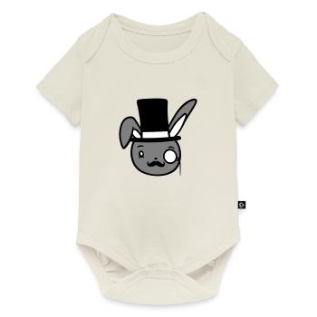 Mr. Bunny Gentleman Chapeau haut de forme Monocle Lunettes - Body à manches courtes Premium Bébé - blanc cassé - Devant
