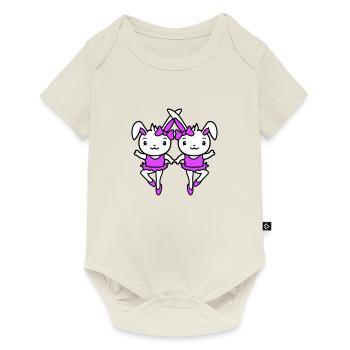 2 Hasen Ballerinas Tanzen Ballett Mädchen Frauen - Baby Premium Kurzarmbody - Naturweiß - Vorne