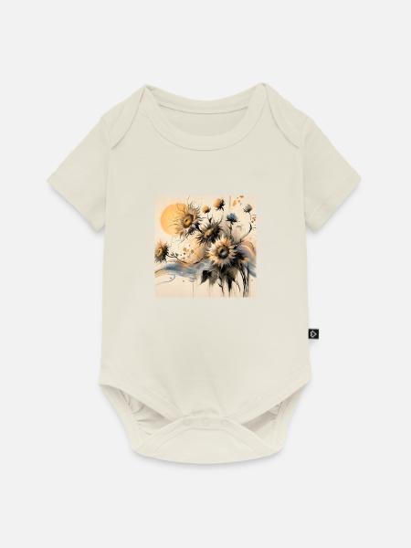 Sonnenblumen-Malerei - Baby Premium Kurzarmbody - Naturweiß