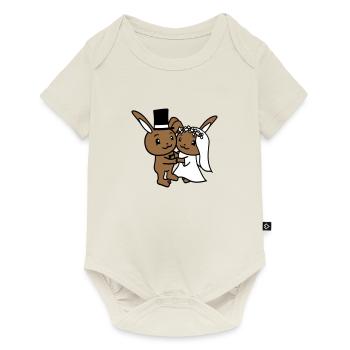 2 Bunnies Wedding Marry Groom Bride Engaged - Baby Premium short-sleeve bodysuit - off white - Front