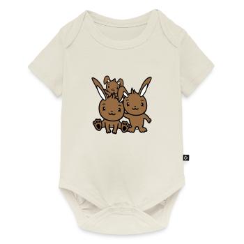 3 Lapins Famille Enfants Parents Trois Frères et sœurs Mignon - Body à manches courtes Premium Bébé - blanc cassé - Devant