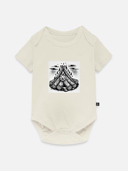 Flammenspiel im Comic-Stil: Lagerfeuerkunst - Baby Premium Kurzarmbody - Naturweiß