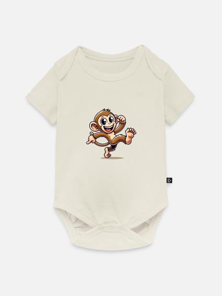 affe comic - Baby Premium Kurzarmbody - Naturweiß