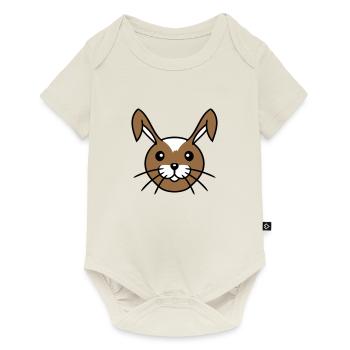 Lapin Drôle Visage Sourire Heureux Amical - Body à manches courtes Premium Bébé - blanc cassé - Devant