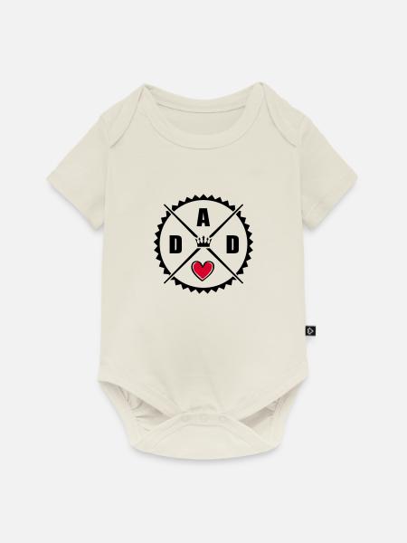 dad heart - Baby Premium Kurzarmbody - Naturweiß