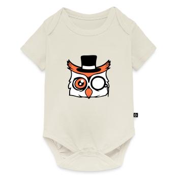 Sir hibou chapeau haut de forme monocle verres riches M. - Body à manches courtes Premium Bébé - blanc cassé - Devant