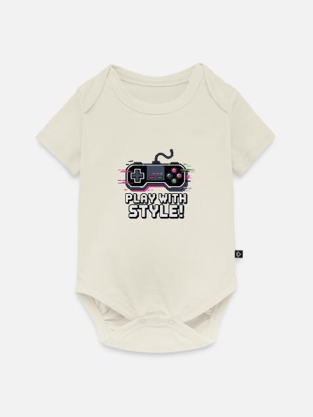VIDEOSPIEL-CONTROLLER - Baby Premium Kurzarmbody - Naturweiß