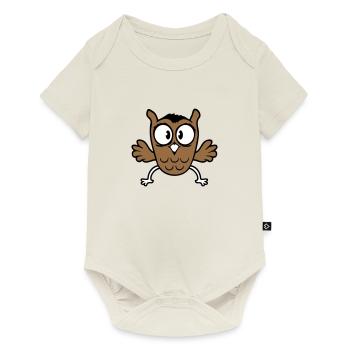 Owl Eagle Owl Jumps Funny, Jumping Jack Flies Flutters - Baby Premium short-sleeve bodysuit - off white - Front