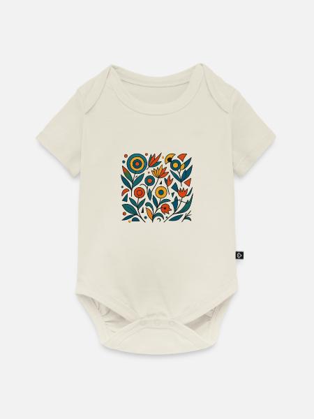 Blumen abstrakt - Baby Premium Kurzarmbody - Naturweiß
