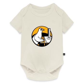 Taube arbeitet Büro Computer Tatsatur Maus Gamer - Baby Premium Kurzarmbody - Naturweiß - Vorne