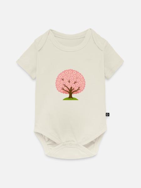 Kirschblüte - Baby Premium Kurzarmbody - Naturweiß
