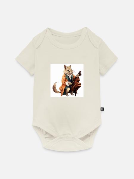 Der musikalische Eichhörnchen-Virtuose - Baby Premium Kurzarmbody - Naturweiß