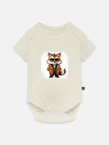 Der modische Waschbär-Designer - Baby Premium Kurzarmbody - Naturweiß