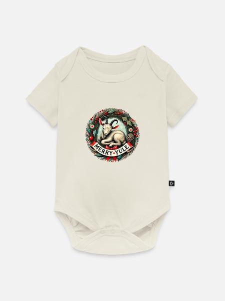 Frohe Weihnachtsziege - Baby Premium Kurzarmbody - Naturweiß