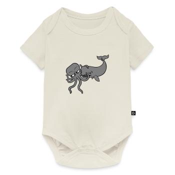 Octopus Whale 2 Fighting Deep Sea Monster Sea Monster - Baby Premium short-sleeve bodysuit - off white - Front