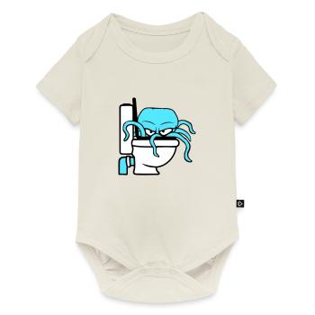 Octopus in Toilet Toilet Toilet Toilet Bowl Toilet Flush - Baby Premium short-sleeve bodysuit - off white - Front