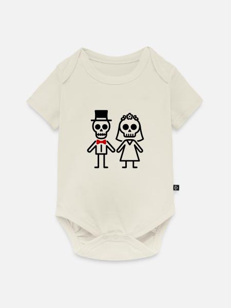 Ehepaar Hochzeit Skelett - Baby Premium Kurzarmbody - Naturweiß