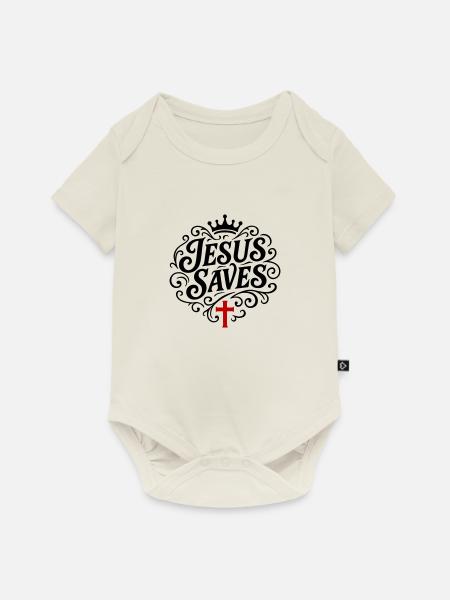 Jesus Rettet Christlich - Baby Premium Kurzarmbody - Naturweiß