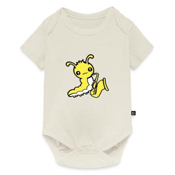 Caterpillar Saxophone Trumpet Instrument Music Hobby Cute - Baby Premium short-sleeve bodysuit - off white - Front