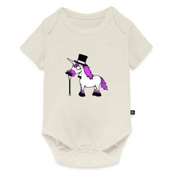 Licorne Sir Gentleman Mr. Rich Monocle Chapeau haut de forme - Body à manches courtes Premium Bébé - blanc cassé - Devant