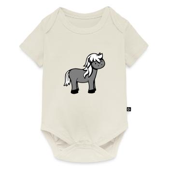 Pferd Süß Pony Fohlen Pferdemädchen Niedlich Comic - Baby Premium Kurzarmbody - Naturweiß - Vorne