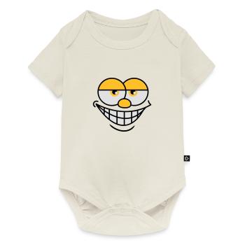 Sourire Comic Face Cool Expression faciale - Body à manches courtes Premium Bébé - blanc cassé - Devant