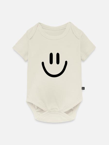 :) smiley smily - Baby Premium Kurzarmbody - Naturweiß
