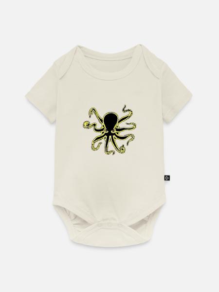 NEON OCTOPUS - Baby Premium Kurzarmbody - Naturweiß