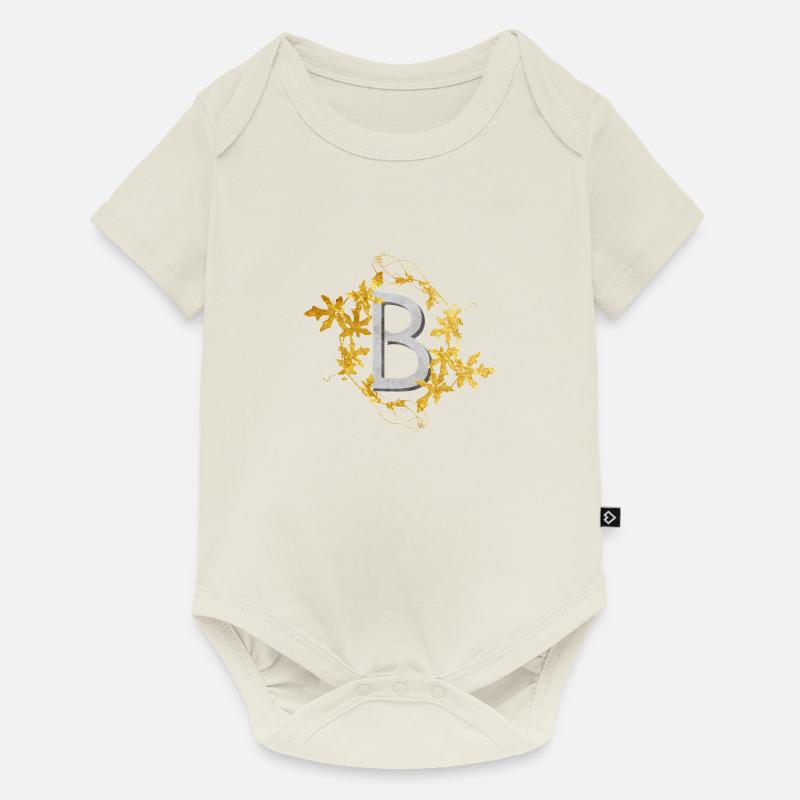 monogramme B - Body à manches courtes Premium Bébé - blanc cassé