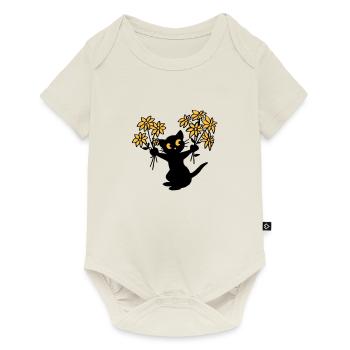 Le chat aux fleurs - Body à manches courtes Premium Bébé - blanc cassé - Devant