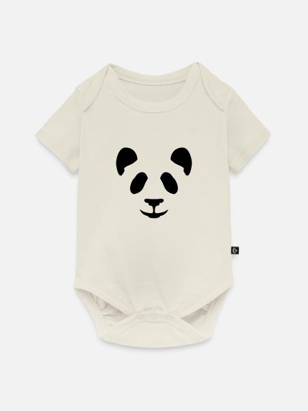 Panda Face - Baby Premium Kurzarmbody - Naturweiß