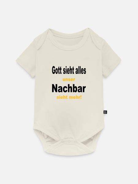 gott sieht alles - Baby Premium Kurzarmbody - Naturweiß