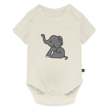 elephant sitting sweet calf small child baby clipart - Baby Premium short-sleeve bodysuit - off white - Front