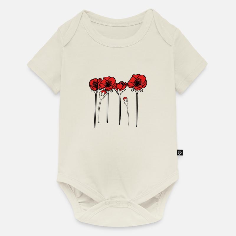 Coquelicots - Body à manches courtes Premium Bébé - blanc cassé
