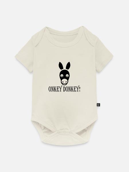 Donkey Esel - Baby Premium Kurzarmbody - Naturweiß