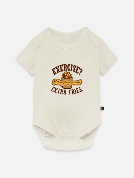 Exercise Extra Fries Zitat - Baby Premium Kurzarmbody - Naturweiß