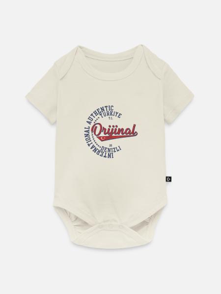 Denizli - Baby Premium Kurzarmbody - Naturweiß