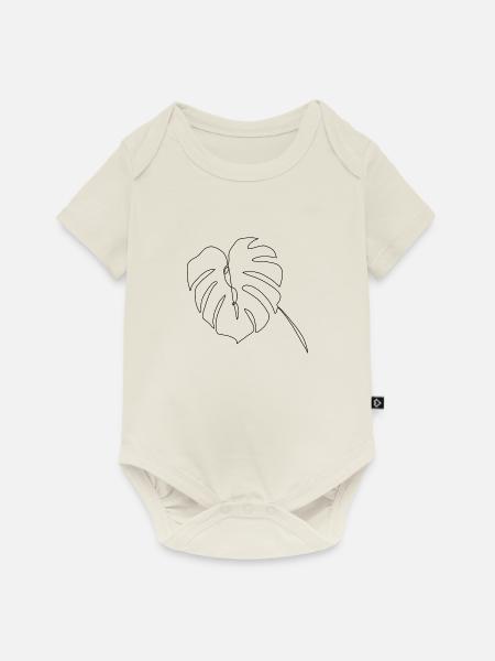 Monstera lineart - Baby Premium Kurzarmbody - Naturweiß