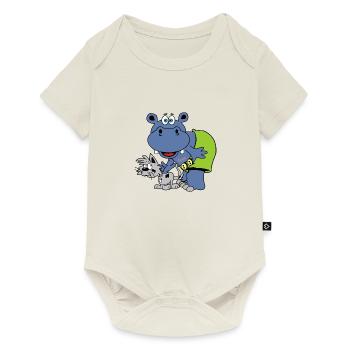 hippo chat hippopotame enfants chat animal bébé enfants - Body à manches courtes Premium Bébé - blanc cassé - Devant